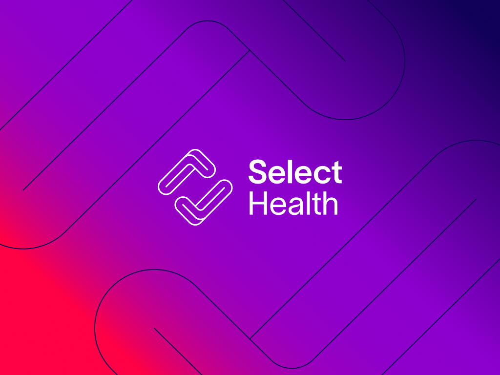 Select Health white logo and super graphic on a gradient background.
